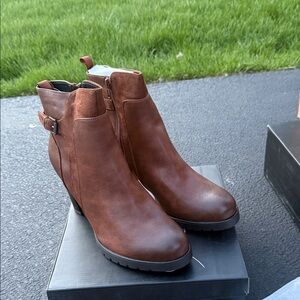 Women's Brown Ankle Boots with Side Buckle